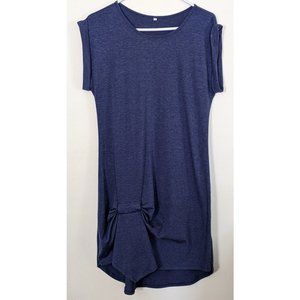 Blue T-shirt Dress with Gathered Styling at the Thigh, Size Medium